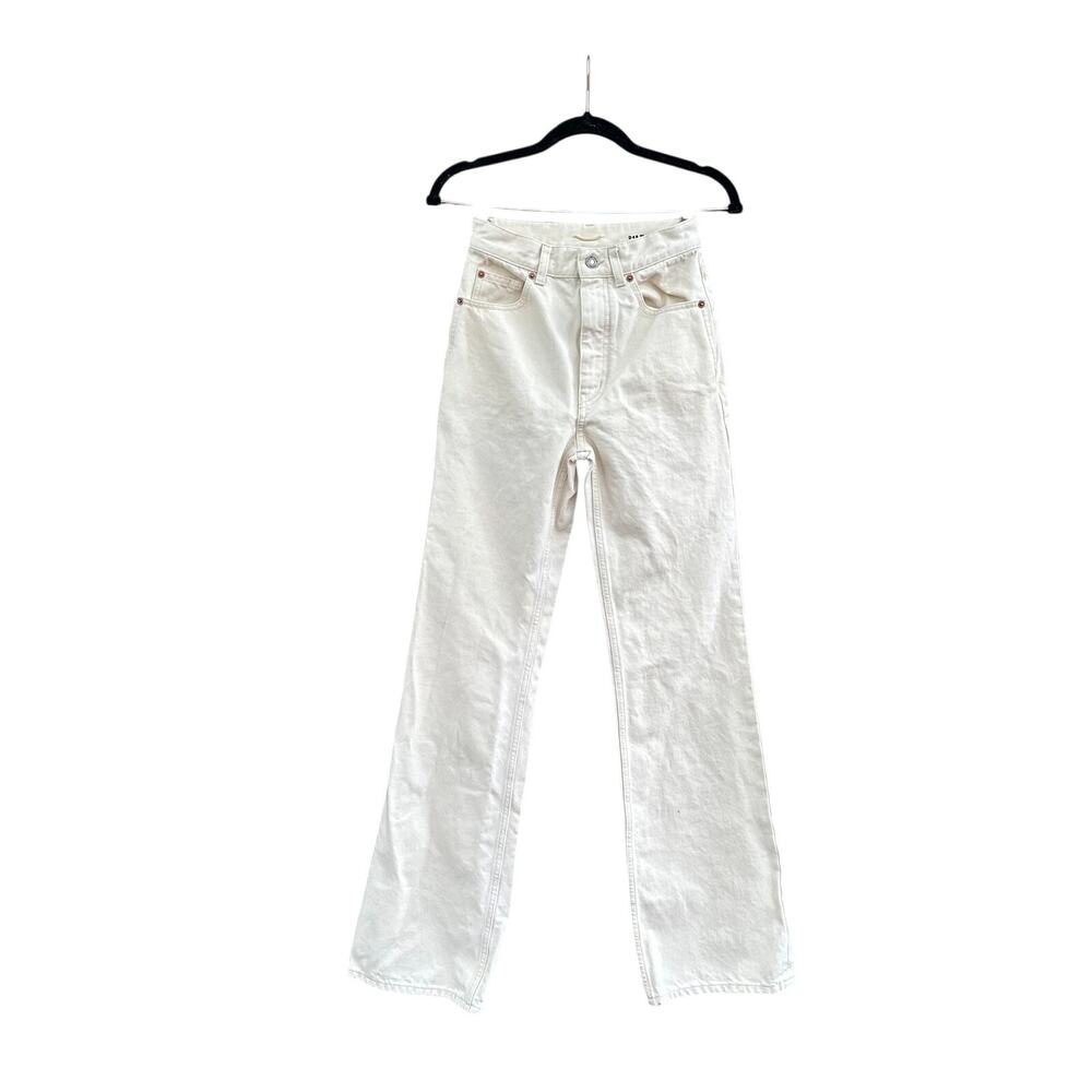Saint Laurent Paris 70's High Rise Straight Leg Jeans in Almond Milk